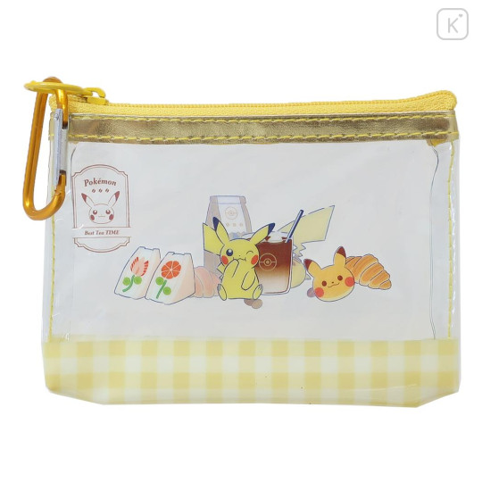 Japan Pokemon Clear Mini Pouch - Pikachu / Enjoy Tea Time - 1