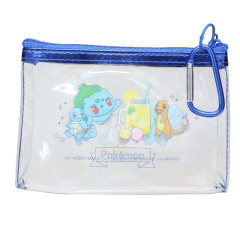 Japan Pokemon Clear Mini Pouch - Bulbasaur & Charmander & Squirtle / Enjoy Tea Time