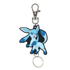 Japan Pokemon Rubber Reel Keychain - Eevee Evolution / Glaceon