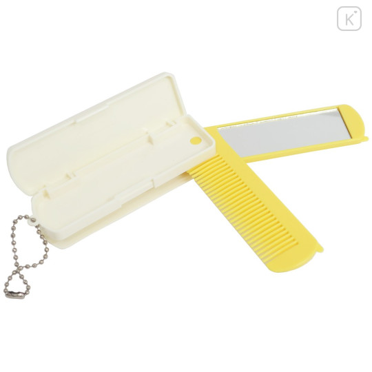 Japan Pokemon Folding Compact Comb & Mirror & Case - Pikachu / Light Yellow - 2