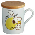 Japan Peanuts Porcelain Mug & Wooden Coaster - Snoopy / Lemon - 1