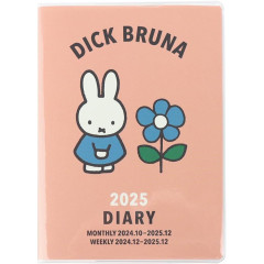 Japan Miffy A6 Planner Monthly & Weekly Schedule Book - Miffy / Pink Flower 2025