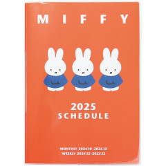 Japan Miffy B6 Planner Monthly & Weekly Schedule Book - Miffy / Red Orange 2025