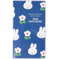 Japan Miffy Slim Planner Monthly Schedule Book - Miffy : Navy White Flower 2025 - 1