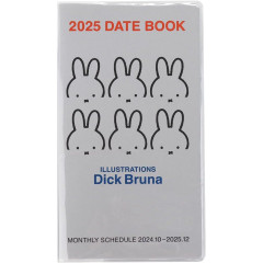 Japan Miffy Slim Planner Monthly Schedule Book - Miffy / Grey 2025