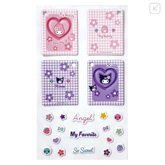 Japan Sanrio Sponge Frame Deco Sticker - Kuromi & My Melody / Y2k Houndstooth - 1