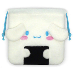 Japan Sanrio Fluffy Drawstring Pouch - Cinnamoroll / Rice Ball