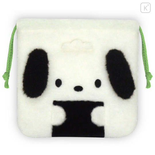 Japan Sanrio Fluffy Drawstring Pouch - Pochacco : Rice Ball - 1