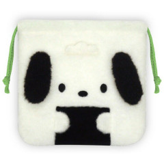 Japan Sanrio Fluffy Drawstring Pouch - Pochacco : Rice Ball