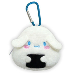 Japan Sanrio Mascot Mini Pouch with Carabiner - Cinnamoroll / Rice Ball