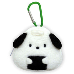 Japan Sanrio Mascot Mini Pouch with Carabiner - Pochacco / Rice Ball