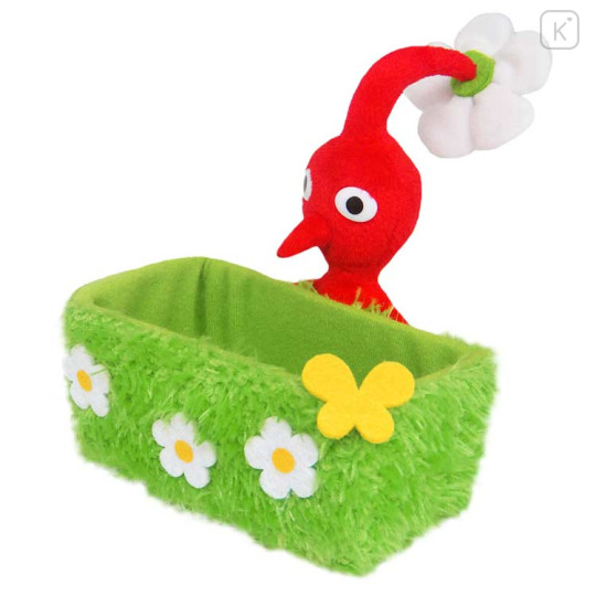 Japan Pikmin Fluffy Accessory Case - Red / Grass Style - 1