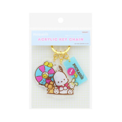 Japan Sanrio Triple Acrylic Keychain - Pochacco / Retro