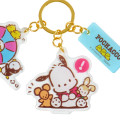 Japan Sanrio Triple Acrylic Keychain - Pochacco / Retro - 3