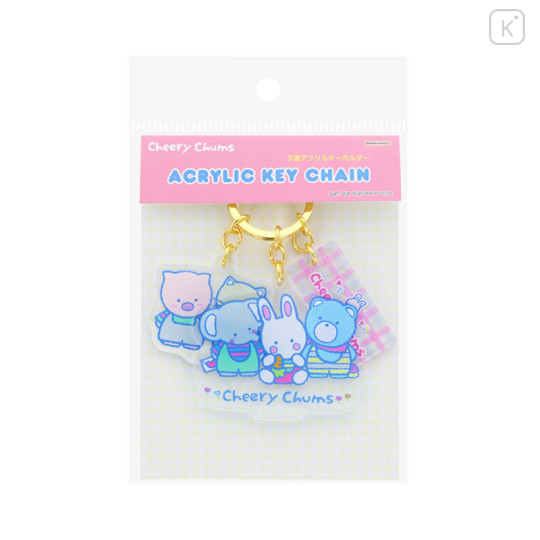 Japan Sanrio Triple Acrylic Keychain - Cheery Chums / Retro - 1