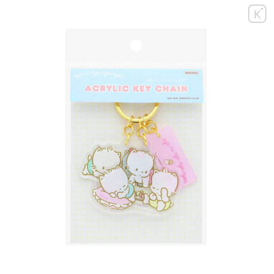 Japan Sanrio Triple Acrylic Keychain - Nya Ni Nyu Nye Nyon / Retro - 1