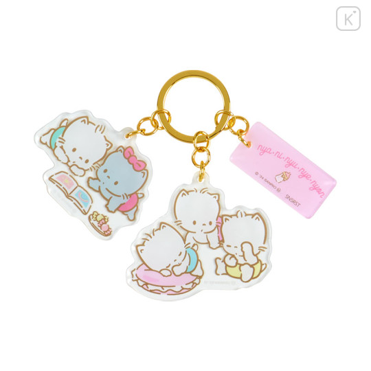 Japan Sanrio Triple Acrylic Keychain - Nya Ni Nyu Nye Nyon / Retro - 2