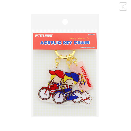 Japan Sanrio Triple Acrylic Keychain - Patty & Jimmy / Retro - 1