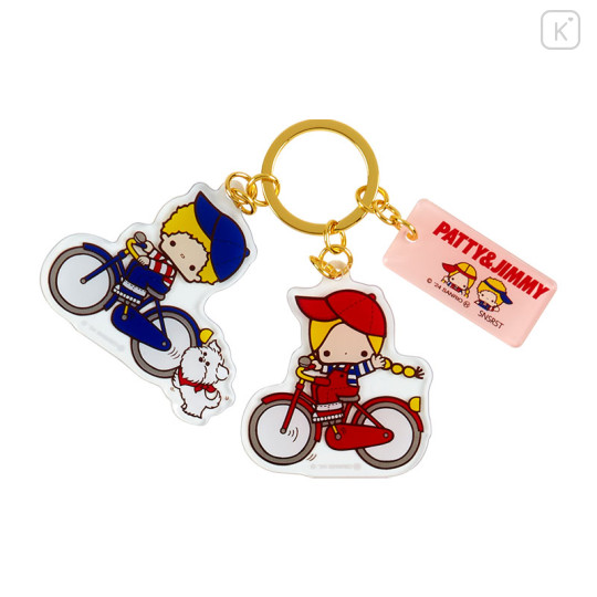 Japan Sanrio Triple Acrylic Keychain - Patty & Jimmy / Retro - 2