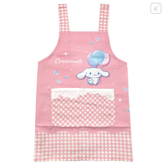 Japan Sanrio Children's Apron - Cinnamoroll / Gingham Pink H130cm - 1