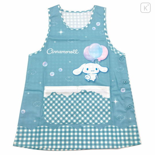 Japan Sanrio Apron - Cinnamoroll / Gingham Green Blue M-L - 1