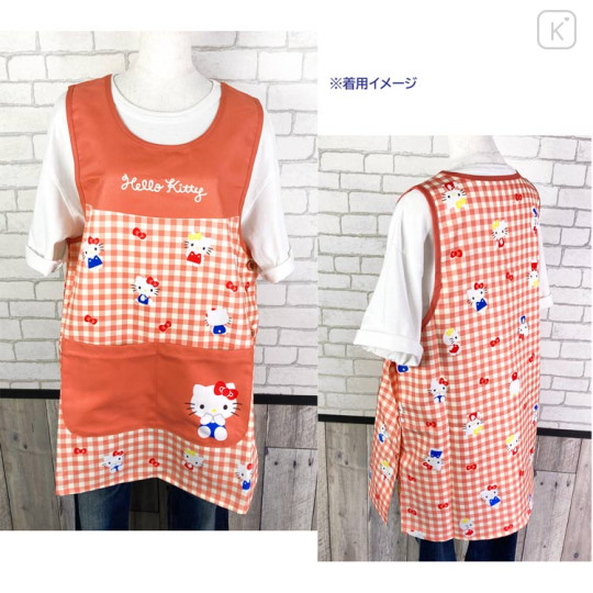 Japan Sanrio Apron - Hello Kitty / Gingham Red M-L - 3