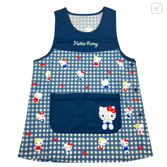 Japan Sanrio Apron - Hello Kitty / Gingham Navy M-L - 1