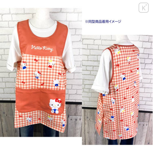 Japan Sanrio Apron - Hello Kitty / Gingham Navy M-L - 3