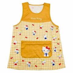 Japan Sanrio Apron - Hello Kitty / Gingham Orange Yellow M-L