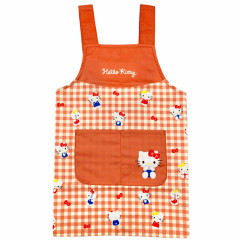 Japan Sanrio Children's Apron - Hello Kitty / Gingham Red H130cm