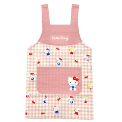 Japan Sanrio Children's Apron - Hello Kitty / Gingham Pink H130cm