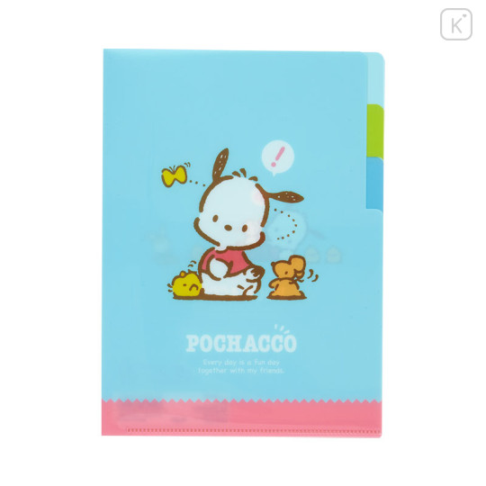 Japan Sanrio 3 Pockets A5 Clear File - Pochacco / Retro - 1