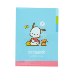 Japan Sanrio 3 Pockets A5 Clear File - Pochacco / Retro