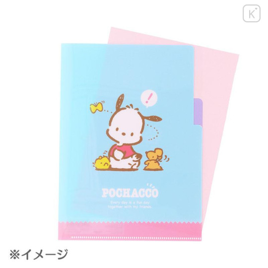 Japan Sanrio 3 Pockets A5 Clear File - Pochacco / Retro - 5