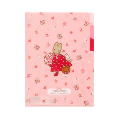 Japan Sanrio 3 Pockets A5 Clear File - Marron Cream / Retro