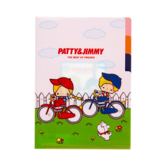 Japan Sanrio 3 Pockets A5 Clear File - Patty & Jimmy / Retro