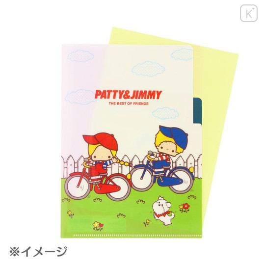 Japan Sanrio 3 Pockets A5 Clear File - Patty & Jimmy / Retro - 5