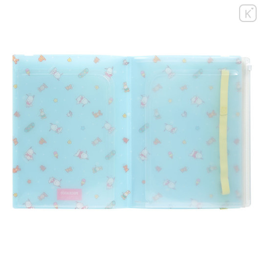 Japan Sanrio 5 Pockets A4 Clear File with Rubber Band - Pochacco / Retro - 2