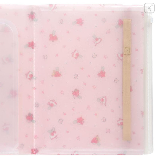 Japan Sanrio 5 Pockets A4 Clear File with Rubber Band - Marron Cream / Retro - 6