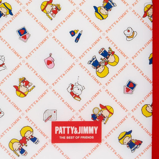 Japan Sanrio 5 Pockets A4 Clear File with Rubber Band - Patty & Jimmy / Retro - 4