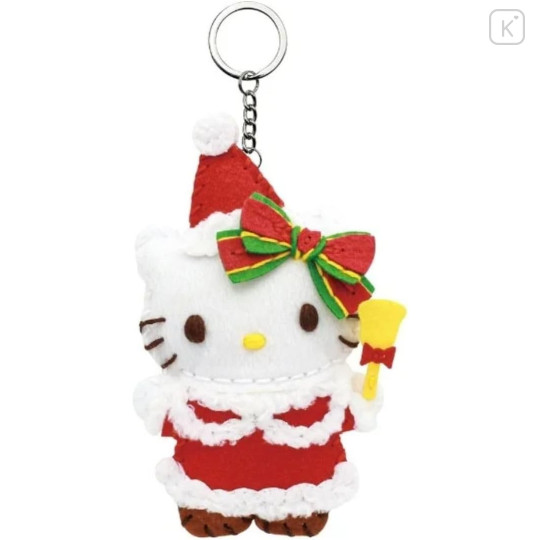 Japan Sanrio Keychain Plush Sewing Kit - Hello Kitty / Christmas - 1