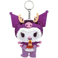 Japan Sanrio Keychain Plush Sewing Kit - Kuromi / Christmas