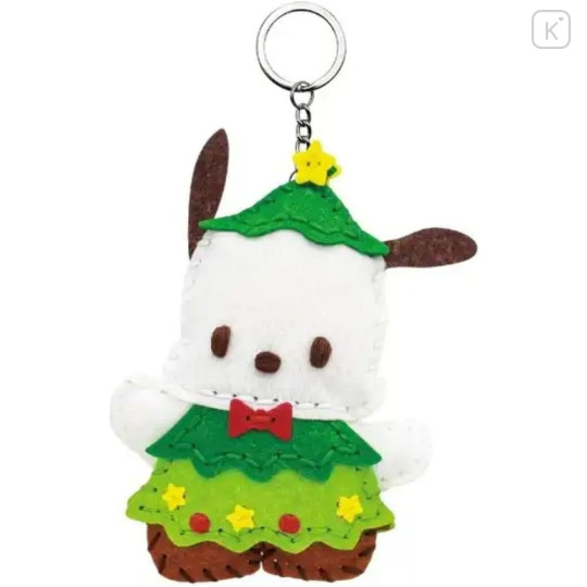 Japan Sanrio Keychain Plush Sewing Kit - Pochacco / Christmas - 1