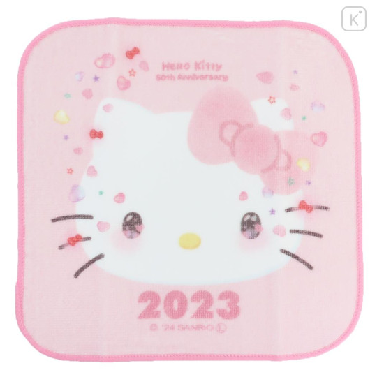 Japan Sanrio Mini Towel Handkerchief - Hello Kitty / Hello Kitty 50th Anniversary 2023 - 1