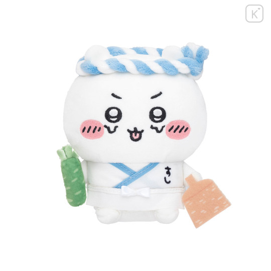 Japan Chiikawa Sitting Mini Plush Toy - Chiikawa / Chiikawa Sushi Trainee Wasabi - 1