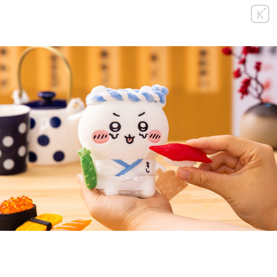 Japan Chiikawa Sitting Mini Plush Toy - Chiikawa / Chiikawa Sushi Trainee Wasabi - 2