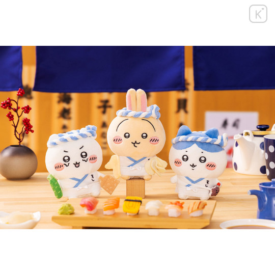 Japan Chiikawa Sitting Mini Plush Toy - Chiikawa / Chiikawa Sushi Trainee Wasabi - 3