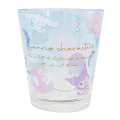 Japan Sanrio Clear Tumbler - Characters / Secret To Happiness Blue