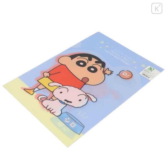 Japan Crayon Shin-chan A4 Clear File Folder - Shinnosuke Nohara & Shiro / Blue - 2