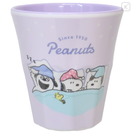 Japan Peanuts Melamine Tumbler - Snoppy / Good Night Brothers Light Purple - 1